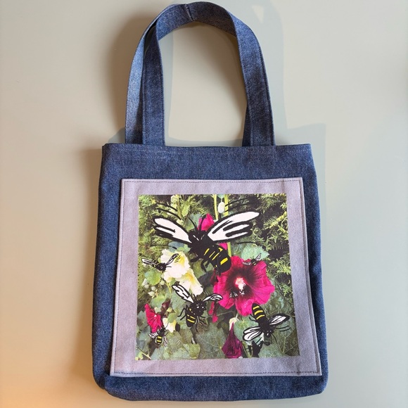 Floral Denim Tote Bag - Picture 1 of 4